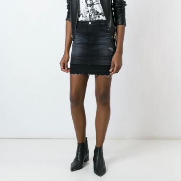 J Brand Destructed Anthracite Mini Denim Skirt Size 23